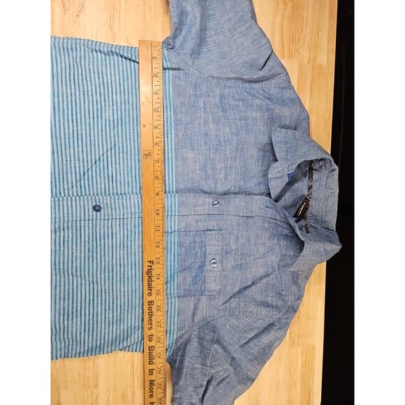 Tony Hawk Men's Blue Striped Short Sleeve Button Down Shirt Size Small - Picture 3 of 7